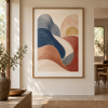 Framed custom line artwork displayed in a warm interior