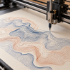 Pen plotter drawing a custom line artwork on paper